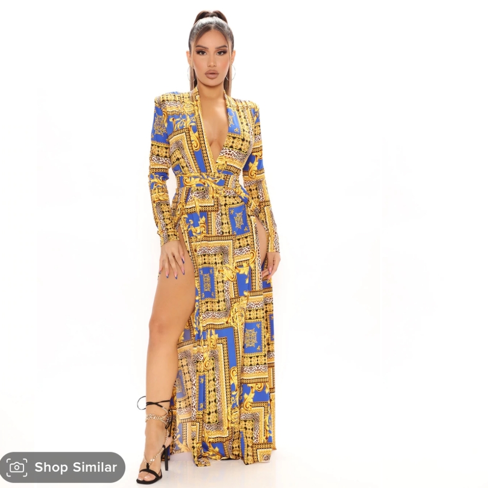 Fashion Nova Spree Dress Blue/Combo
